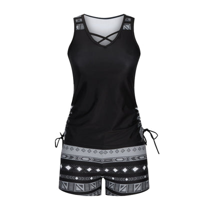 ⏰LAST DAY 90% OFF - Women's 2-Piece Tummy Control Tankini Set with Built-In Bra – Flattering Boho Swimwear with Shorts