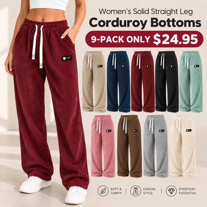 [LAST DAY SALE]Women's Solid Straight Leg Corduroy Bottoms-100% Cotton