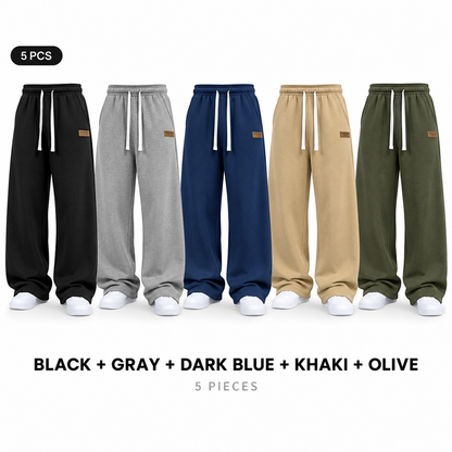 Unisex Solid-Color Drawstring Knit Joggers