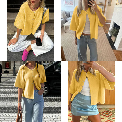UANEO Women's Lightweight Knit Cardigan - Short Sleeve