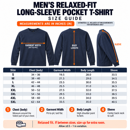 Men’s Relaxed-Fit Long-Sleeve Crewneck Pocket T-Shirt