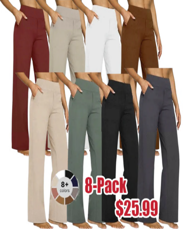 🌞Summer Hot Sale🔥Women's High-Waisted Loose Business Casual Yoga Pants with Pockets