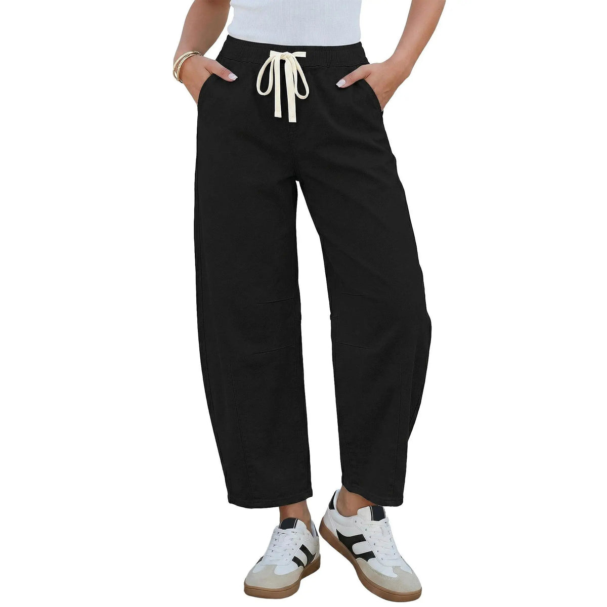 Barrel Jeans for Women High Waisted Cropped Wide Leg Stretch Denim Pants