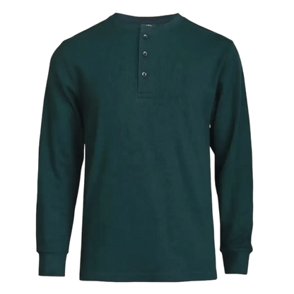 Men's Cotton Knit Henley Long Sleeve Shirt