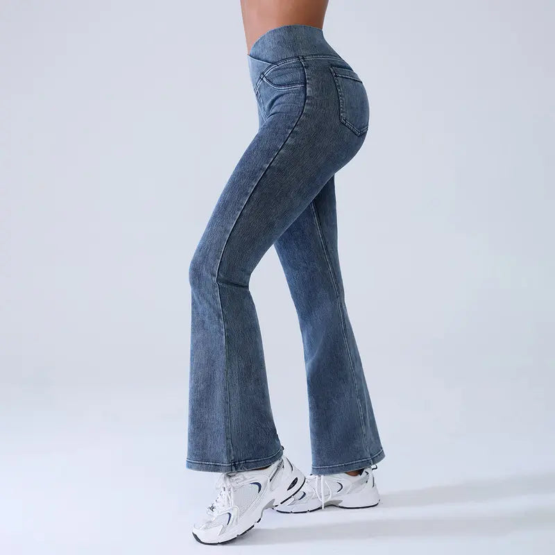 Women's Crossover High-Waisted Stretch Jeans