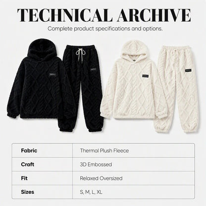 Textured Fleece-Look Hoodie And Pants Set