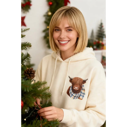 🐮 50% OFF!!🎁Cute Highland Cow Cozy Fleece-Lined Hooded Sweatshirt