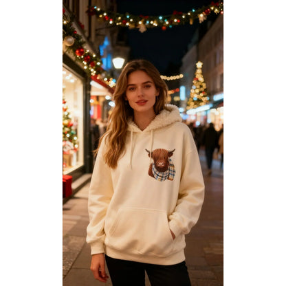 🐮 50% OFF!!🎁Cute Highland Cow Cozy Fleece-Lined Hooded Sweatshirt