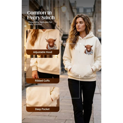 🐮 50% OFF!!🎁Cute Highland Cow Cozy Fleece-Lined Hooded Sweatshirt