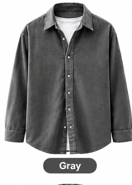 Men’s Oversized Corduroy Button-Down Shirt