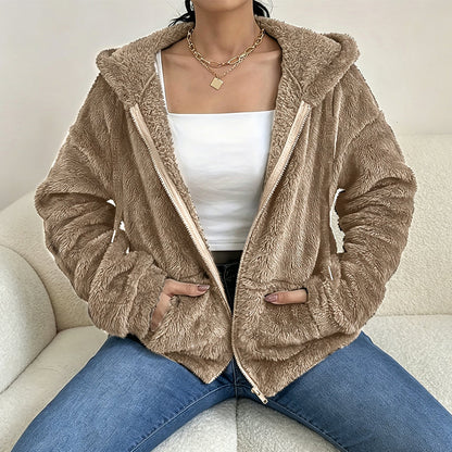 🎉✨Damen Kapuzenjacke aus kuscheligem, flauschigem Material