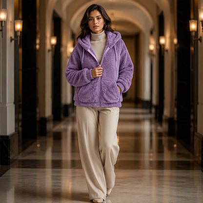 🎉✨Damen Kapuzenjacke aus kuscheligem, flauschigem Material
