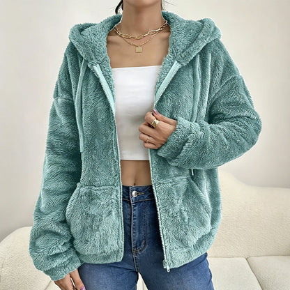 🎉✨Damen Kapuzenjacke aus kuscheligem, flauschigem Material