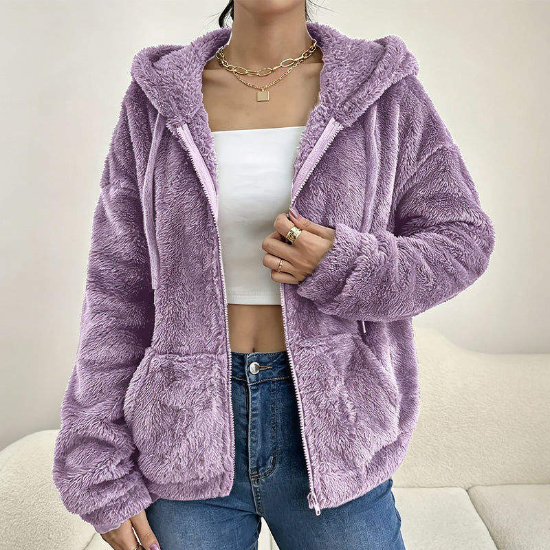 🎉✨Damen Kapuzenjacke aus kuscheligem, flauschigem Material