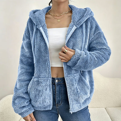 🎉✨Damen Kapuzenjacke aus kuscheligem, flauschigem Material