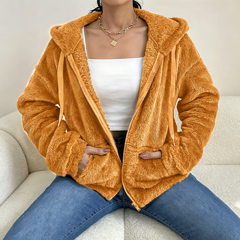 🎉✨Damen Kapuzenjacke aus kuscheligem, flauschigem Material