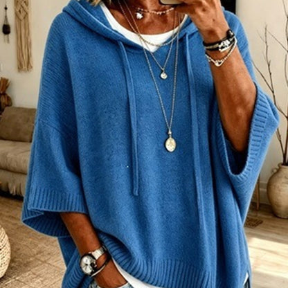 🏆 Bestseller – now half price! Knitted hoodie with drawstring for women