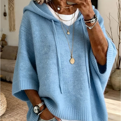 🏆 Bestseller – now half price! Knitted hoodie with drawstring for women