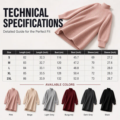 Cozy High Neck, Flattering Relaxed Drape | Women's Knit Sweater Dress