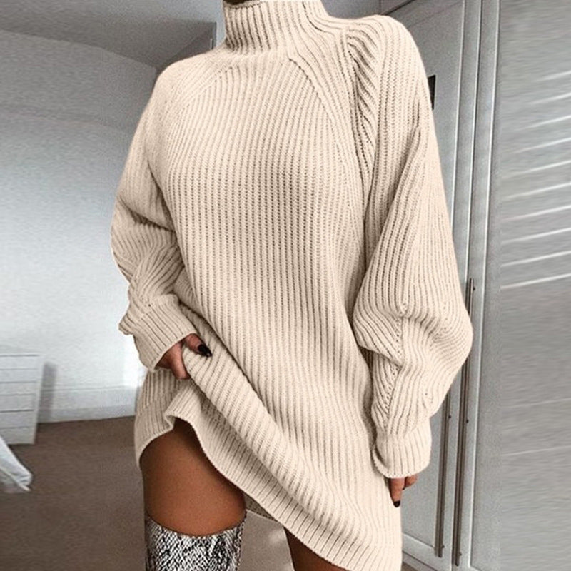 Cozy High Neck, Flattering Relaxed Drape | Women's Knit Sweater Dress